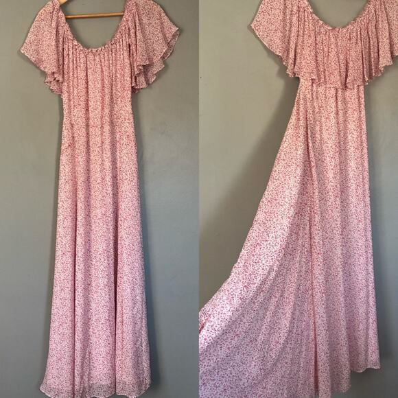 LOVESHACKFANCY Floral Silk Maxi Dress Whimsigoth Western Romantic Fairy XS 2 - Picture 3 of 9